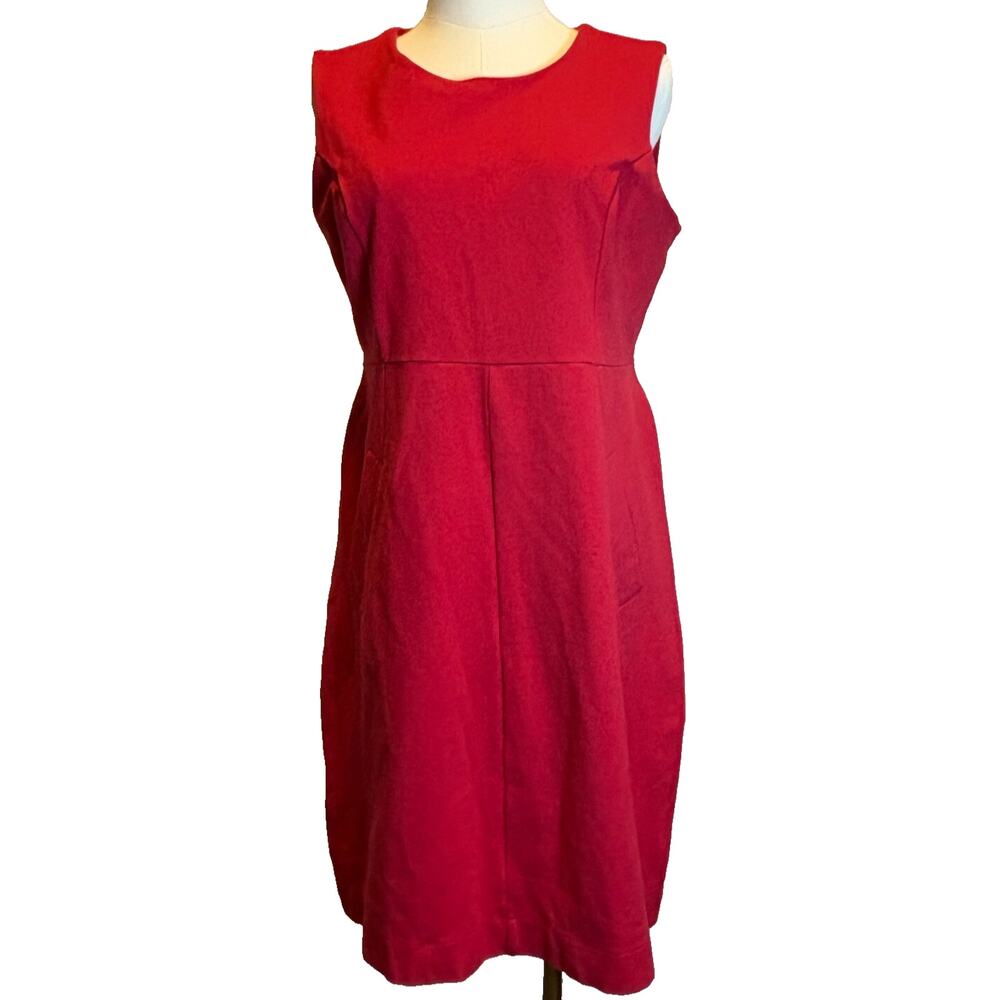 Lands End Women's Sleeveless Ponte Sheath Dress Red/Size 10p/Workwear/Corporate